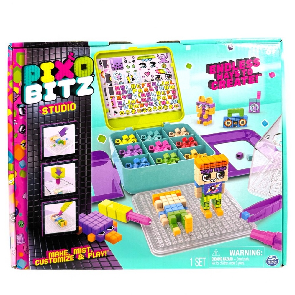 Pixobitz Studio with 500 No Heat Water Fuse Beads, Decos & Accessories